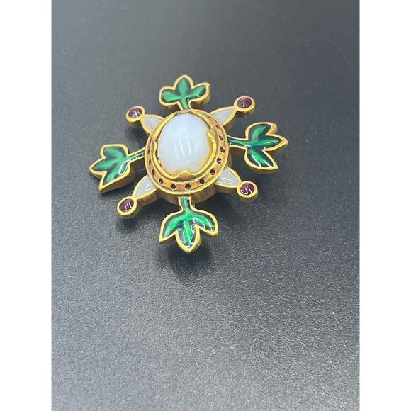 MMA PML Gold Plate Enamel Faux Pearl Pin / Pendant Metropolitan Museum of Art - Picture 6 of 9